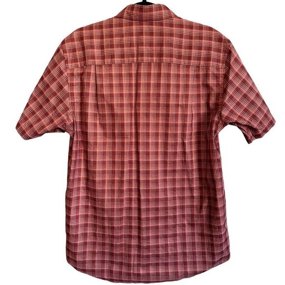 NWT Cutter & Buck Cotton Casual Button Front Short Sleeve Shirt Plaid Brick Red - Picture 2 of 5